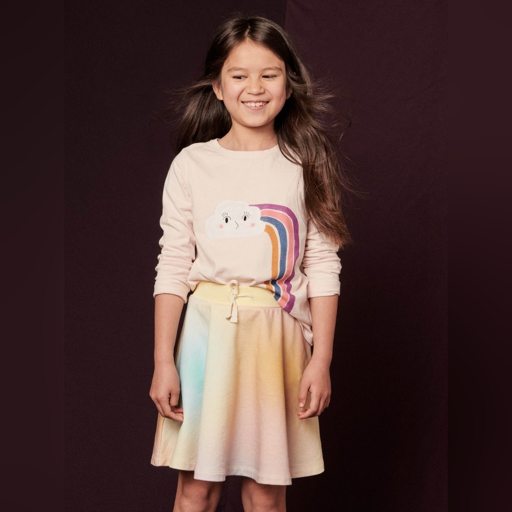 Tea Collection Drawstring Twirl Skirt Rainbow Gradient Size 14